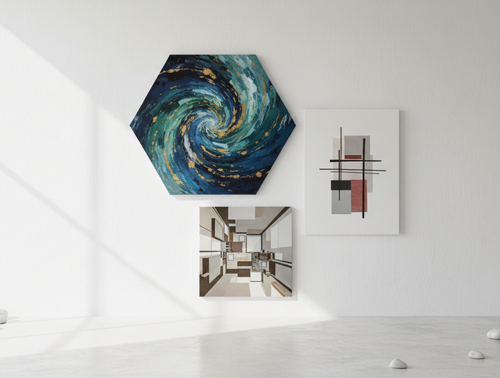 hexagon square and rectangle frameless canvases