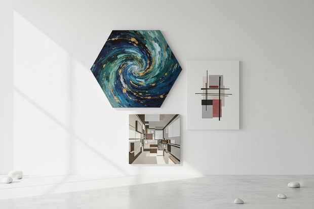 hexagon square and rectangle frameless canvases